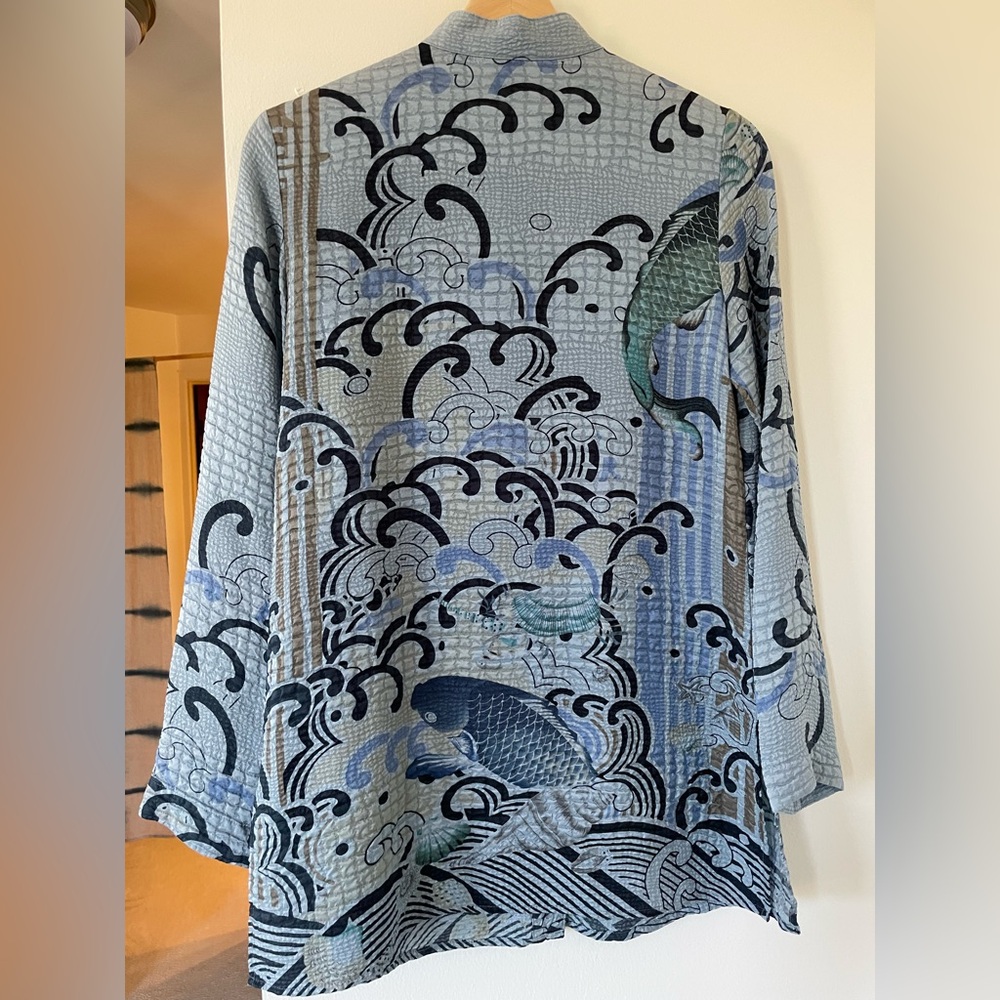 Citron Blue Fish Blouse Size XS